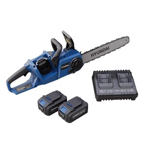 Hyundai 2x 20V Lithium-Ion Cordless Brushless 14-in Chainsaw Kit w/ 2x 4.0Ah Batteries and 2-Bay Charger