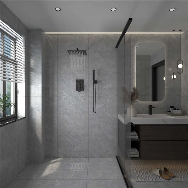 BWE 10-in Matte Black Showerhead Single-Handle 2-Spray Square High Pressure Shower Faucet