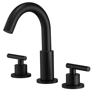 BWE 8-in Matte Black Widespread Double Handle Bathroom Faucet with Pop-Up Drain