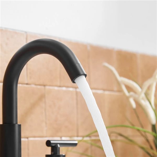 BWE 8-in Matte Black Widespread Double Handle Bathroom Faucet with Pop-Up Drain