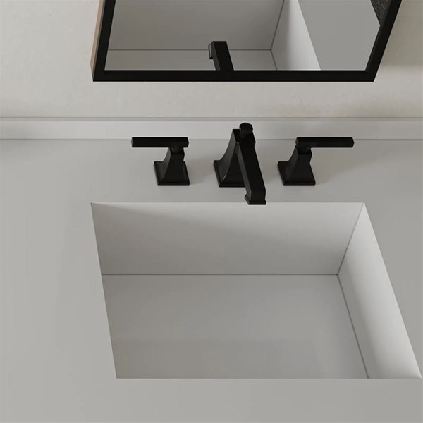 BWE 8-in Black Widespread Double Handle High-Arc Bathroom Faucet w/ Drain Kit