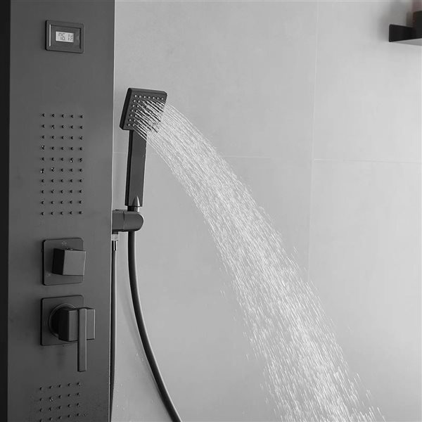 BWE 2-Jet Stainless Steel Shower Panel System with with Rainfall Shower Head and Shower Wand