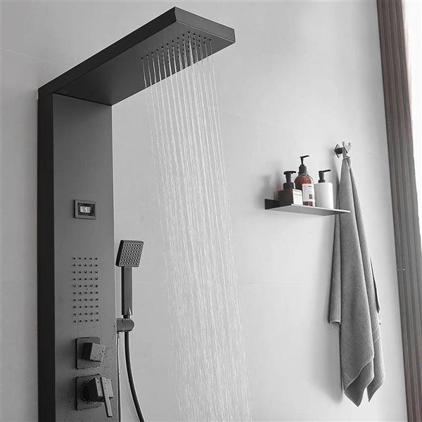 BWE 2-Jet Stainless Steel Shower Panel System with with Rainfall Shower Head and Shower Wand