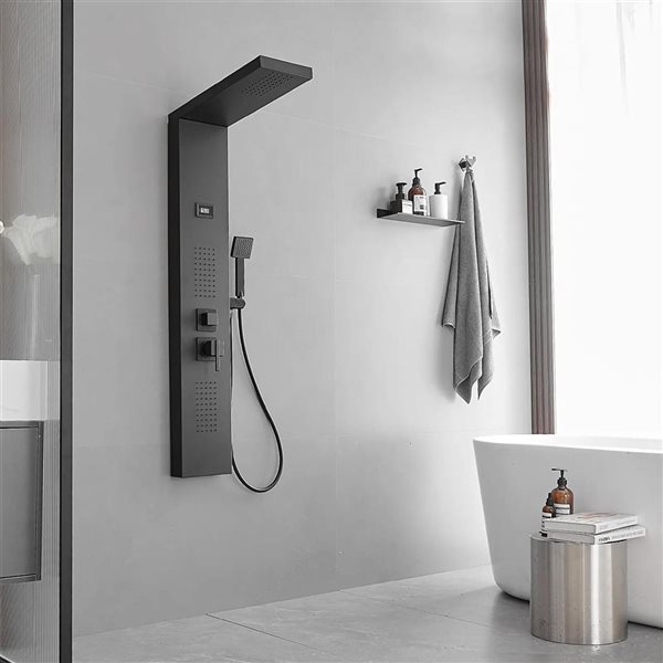 BWE 2-Jet Stainless Steel Shower Panel System with with Rainfall Shower Head and Shower Wand