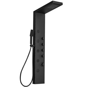 BWE 5-Jet Black Shower Panel System with with Rainfall Shower Head and Shower Wand