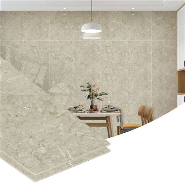 Dundee Deco Dark Beige 2 ft X 1 ft Peel & Stick Wall Panels, 9.5 sq ft in total