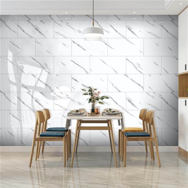 Dundee Deco White, Light Grey 2 ft X 1 ft Peel & Stick Wall Panels, 19 sq ft in total