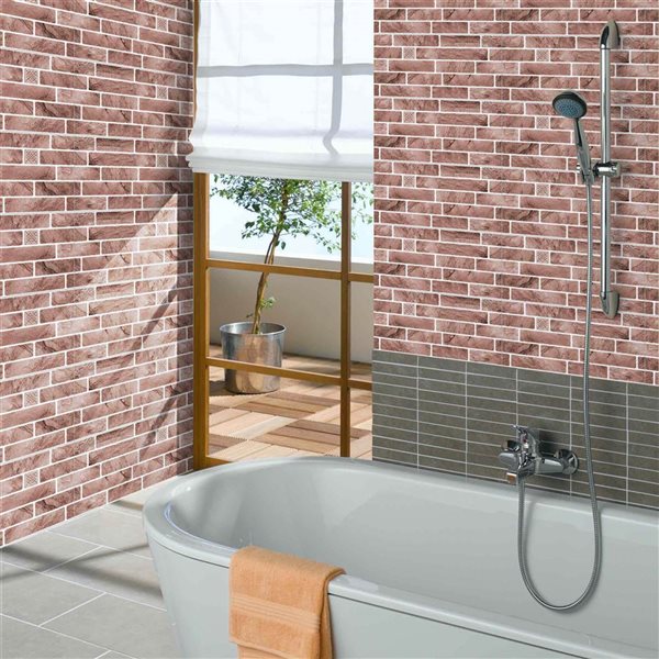 Dundee Deco Pinkish Brown 2 ft X 1 ft Peel & Stick Wall Panels, 9.5 sq ft in total