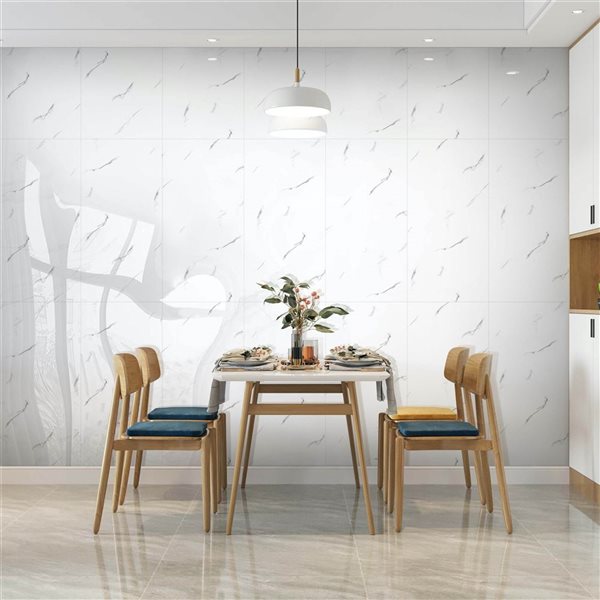 Dundee Deco White, Grey 2 ft X 1 ft Peel & Stick Wall Panels, 19 sq ft in total