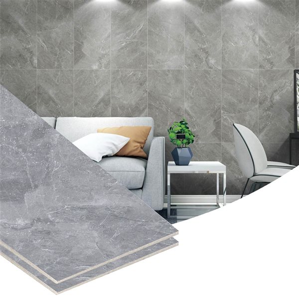 Dundee Deco Dark Grey 2 ft X 1 ft Peel & Stick Wall Panels, 19 sq ft in total