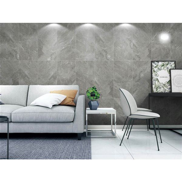 Dundee Deco Dark Grey 2 ft X 1 ft Peel & Stick Wall Panels, 19 sq ft in total