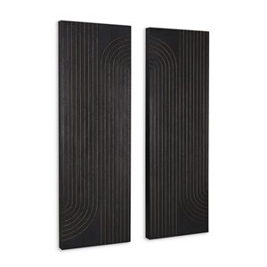 Gild Design House Asher 12 x 36-in Black Wooden Modern Wall Decor - Set of 2