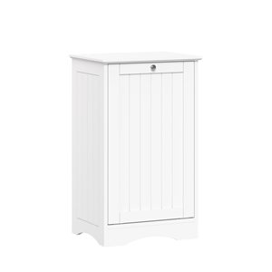 RiverRidge Home Ashland White Tilt-Out Laundry Room Hamper Storage Cabinet w/ Removable Cloth Storage Bag