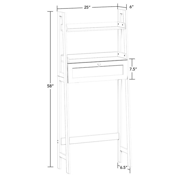 RiverRidge Home Amery 25 W x 58-in H White Composite Ladder Shelf Over-the-Toilet Storage