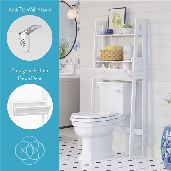 RiverRidge Home Amery 25 W x 58-in H White Composite Ladder Shelf Over-the-Toilet Storage