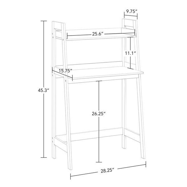 RiverRidge Home White Painted MDF Kids Desk with Ladder Shelf Storage