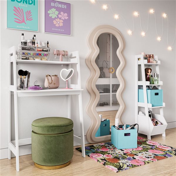 Bureau pour enfants avec tablette de rangement en échelle RiverRidge Home MDF peint blanc