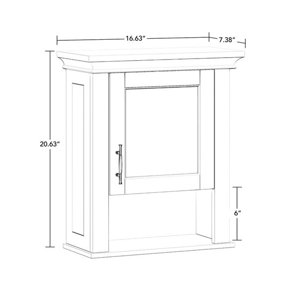 Armoire de rangement murale à une porte pour salle de bains Somerset de RiverRidge Home avec tablettes ouvertes, blanc