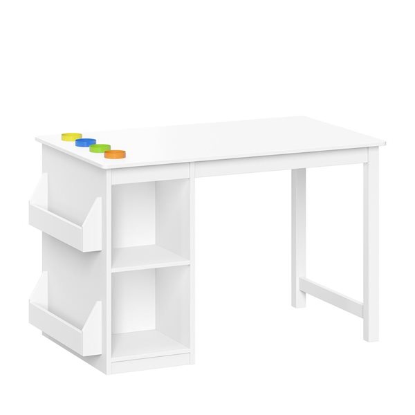 Table d'activités pour enfants RiverRidge Home composite blanc avec porte-livres et gobelets amovibles