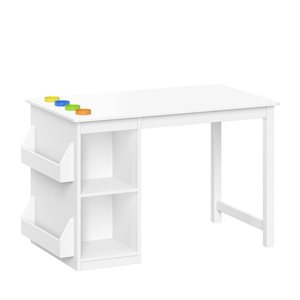 Table d'activités pour enfants RiverRidge Home composite blanc avec porte-livres et gobelets amovibles