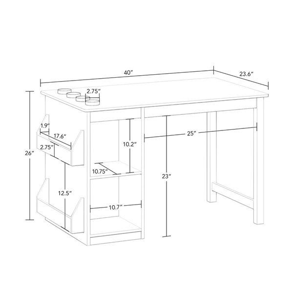 Table d'activités pour enfants RiverRidge Home composite blanc avec porte-livres et gobelets amovibles