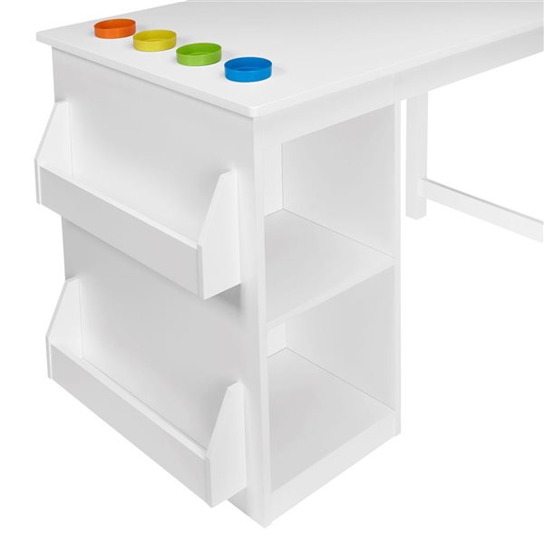 Table d'activités pour enfants RiverRidge Home composite blanc avec porte-livres et gobelets amovibles