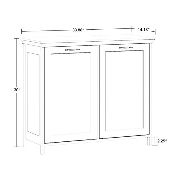 RiverRidge Home Somerset White Double Tilt-Out Laundry Room Hamper Storage Cabinet w/ Removable Cloth Storage Bags