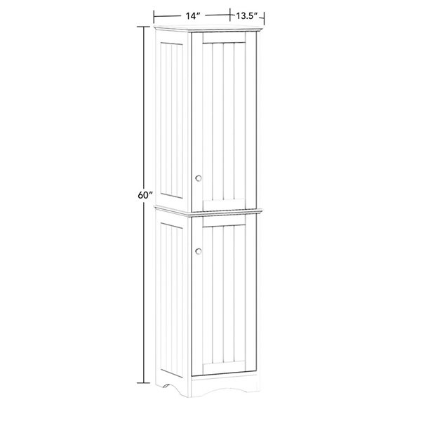 RiverRidge Home Ashland 14 W x 60-in H White Composite Two-Door Bathroom Storage Cabinet Organizer