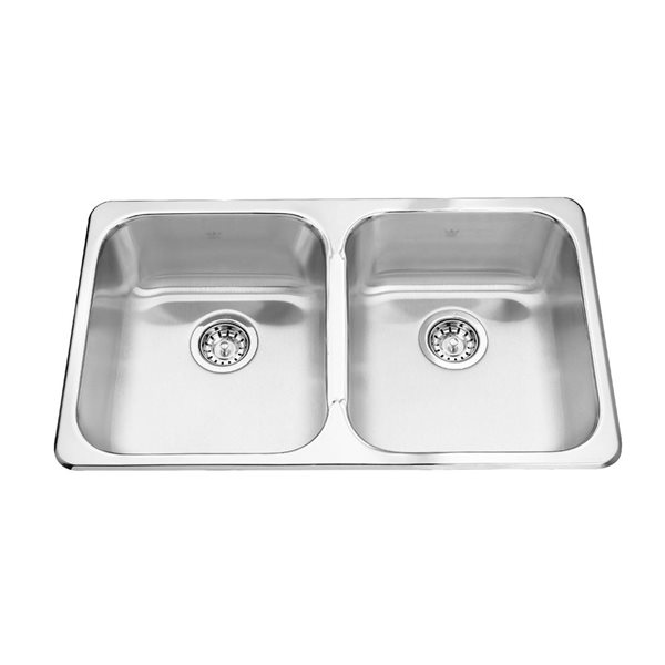 Kindred Steel Queen 31.25-in L x 18.44-in W x 8-in D Drop-In Double Bowl Stainless Steel Kitchen Sink