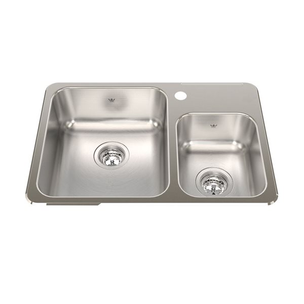 Évier de cuisine Steel Queen de Kindred à 2 cuves encastré monotrou 26,5 L. po x 18,13 po l. x 7 po p., acier inoxydable