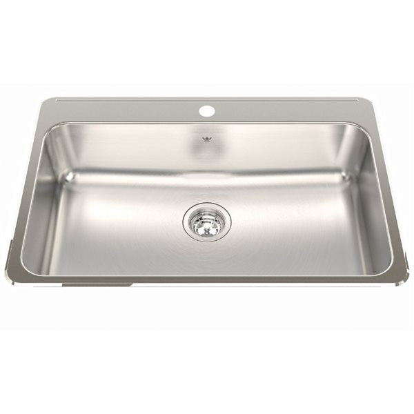 Kindred Steel Queen 31.25-in L x 20.5-in W x 8-in D Drop-In Single Bowl 1-Hole Stainless Steel Kitchen Sink