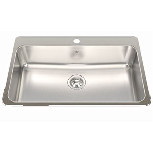 Kindred Steel Queen 31.25-in L x 20.5-in W x 8-in D Drop-In Single Bowl 1-Hole Stainless Steel Kitchen Sink