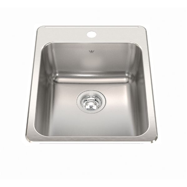 Évier de cuisine Steel Queen de Kindred simple encastré monotrou 17,25 L. po x 22 po l. x 8 po p., acier inoxydable