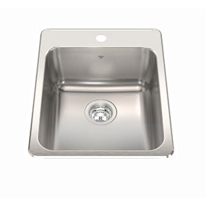 Évier de cuisine Steel Queen de Kindred simple encastré monotrou 17,25 L. po x 22 po l. x 8 po p., acier inoxydable