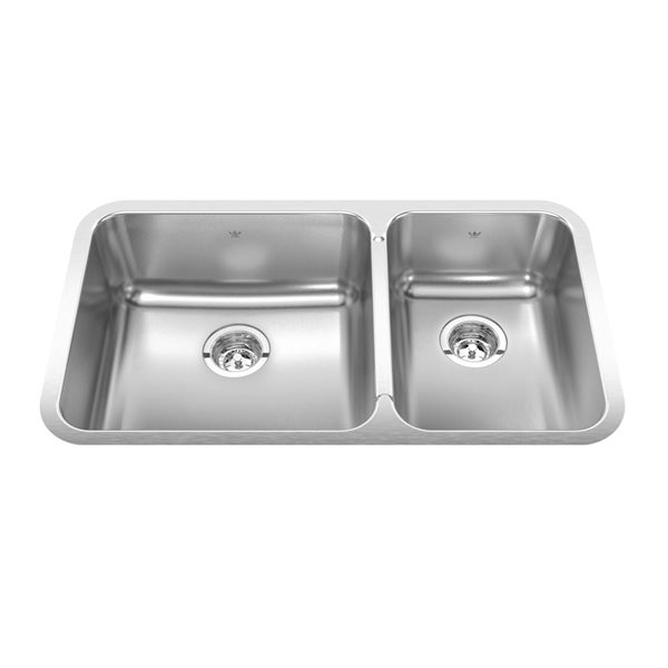 Kindred Steel Queen 32.88-in L x 18.75-in W x 8-in D Undermount Double Bowl Stainless Steel Kitchen Sink