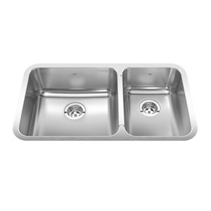 Kindred Steel Queen 32.88-in L x 18.75-in W x 8-in D Undermount Double Bowl Stainless Steel Kitchen Sink