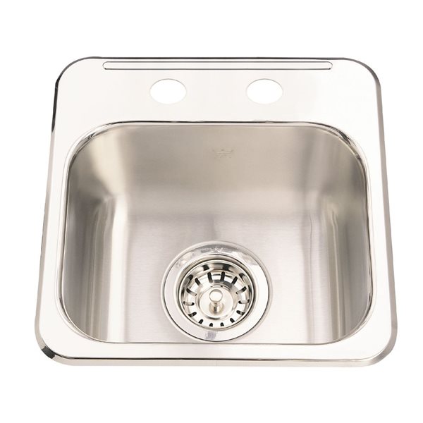 Kindred Utility Collection Drop-In Single Bowl 2-Hole Stainless Steel Hospitality Sink