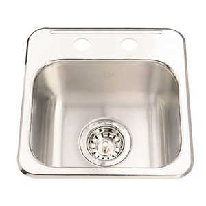 Kindred Utility Collection Drop-In Single Bowl 2-Hole Stainless Steel Hospitality Sink