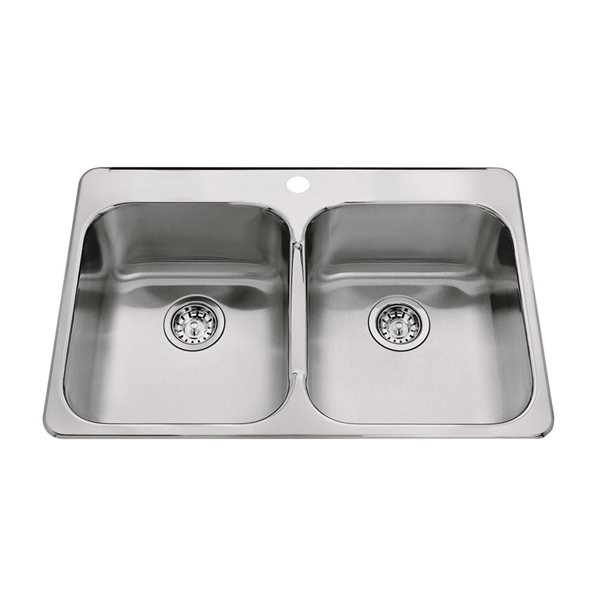 Kindred Steel Queen 31.25-in L x 20.5-in W x 7-in DP Drop In Double Bowl 1-Hole Stainless Steel Kitchen Sink