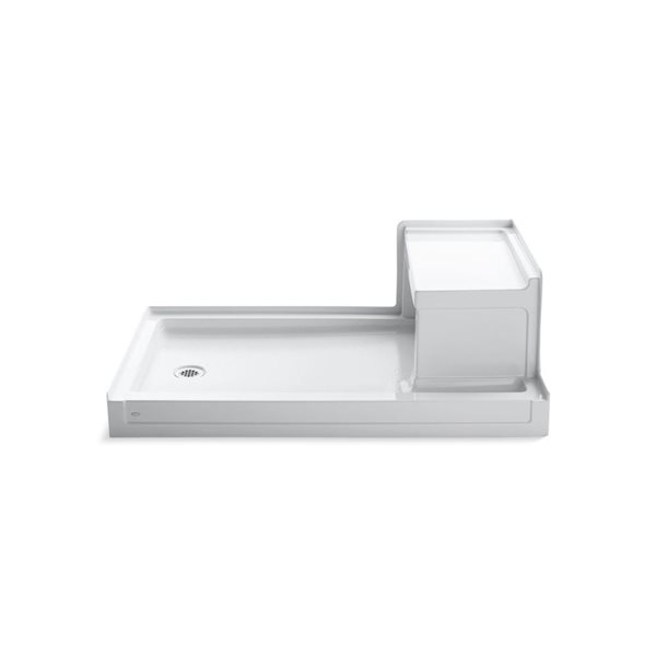 KOHLER Tresham 60-in x 36-in White Single Threshold Shower Base with Left-Hand Drain