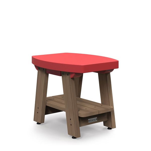 Table d'appoint moderne d'extérieur Mesa de Mayne en polyéthylène rouge et bois brun