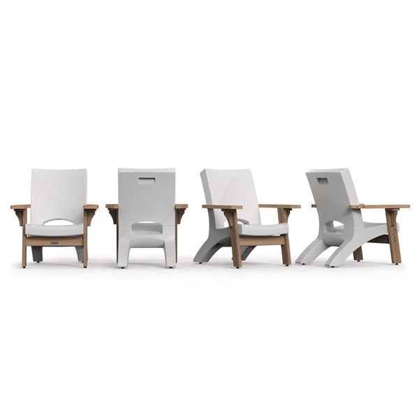 Chaise patio de conversation Mesa de Mayne 37 L. x 33 l. x 3 po h. polyéthylène blanc et bois brun