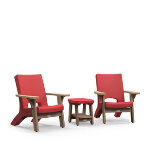 Ensemble de conversation extérieur 3 pièces Mesa de Mayne en polyéthylène rouge et bois brun