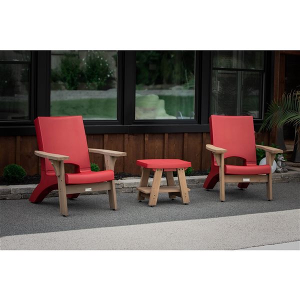 Ensemble de conversation extérieur 3 pièces Mesa de Mayne en polyéthylène rouge et bois brun