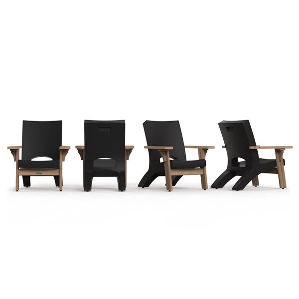 Mayne Mesa 37 L x 33 W x 38-in H Black Polyethylene/Brown Wood Frame Conversation Patio Chair