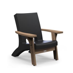 Mayne Mesa 37 L x 33 W x 38-in H Black Polyethylene/Brown Wood Frame Conversation Patio Chair