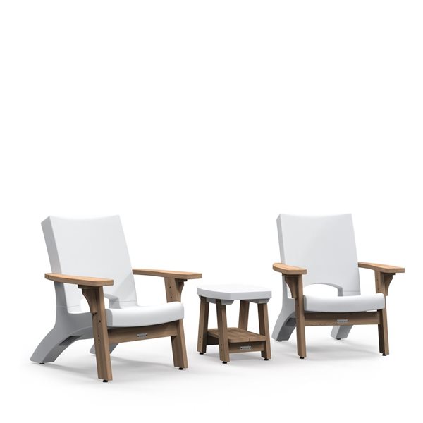 Mayne Mesa White Polyethylene/Brown Wood Outdoor 3-Piece Conversation Set