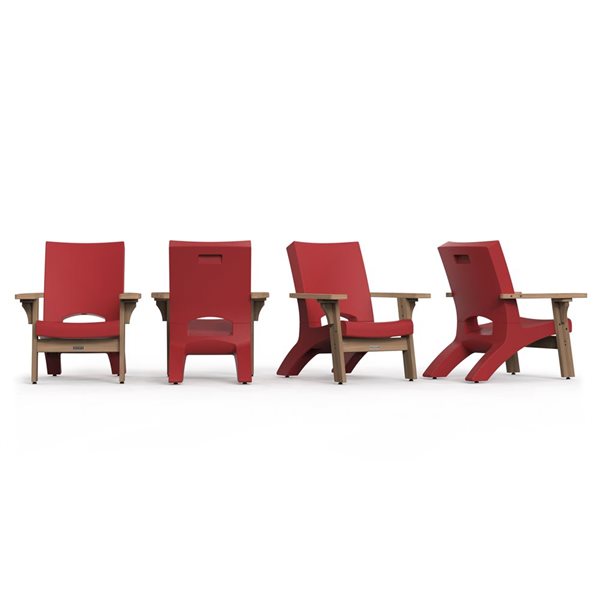 Mayne Mesa 37 L x 33 W x 38-in H Red Polyethylene/Brown Wood Frame Conversation Patio Chair