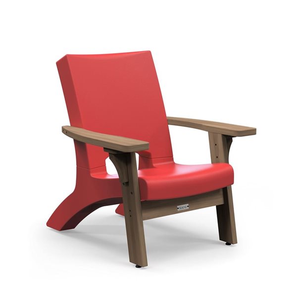 Mayne Mesa 37 L x 33 W x 38-in H Red Polyethylene/Brown Wood Frame Conversation Patio Chair