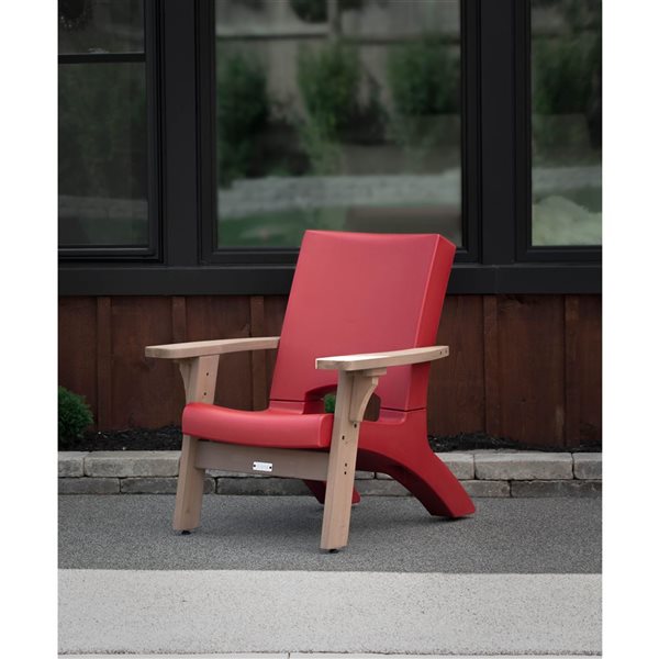 Mayne Mesa 37 L x 33 W x 38-in H Red Polyethylene/Brown Wood Frame Conversation Patio Chair